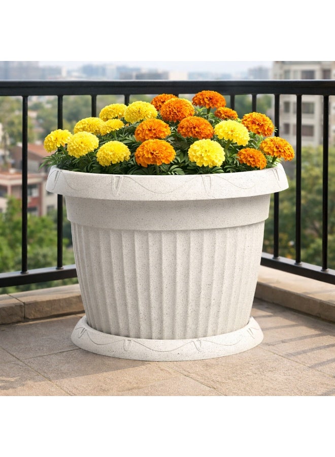 ماركولو وعاء زهور بلاستيكي دائري بقطر 50 سم، مصنوع من مواد معاد تدويرها، خفيف الوزن ومتين، مناسب للاستخدام الداخلي والخارجي (أبيض). - Image 2